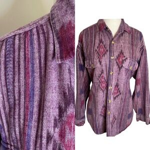 Xinqu Western Santa Fe Cotton Flannel Button Up Shirt. Sz M-XL
